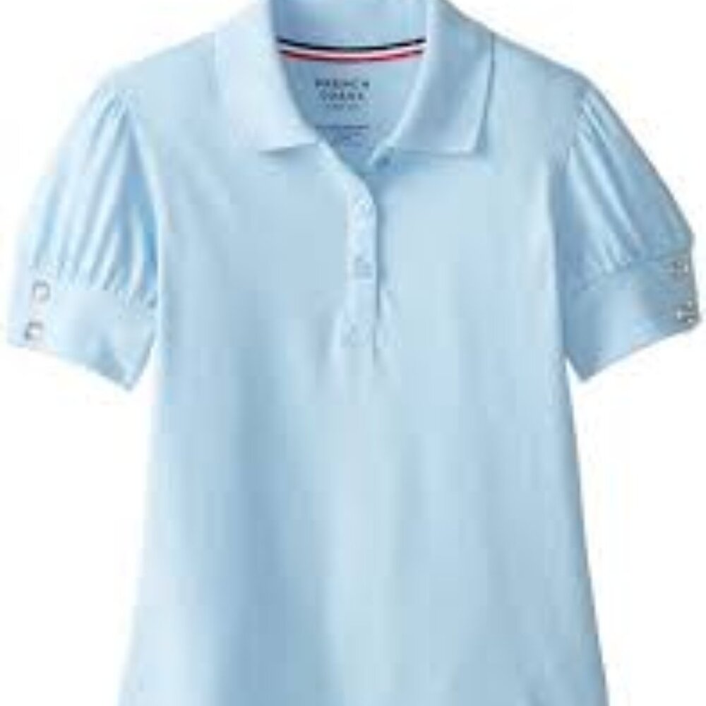 French Toast SA9432 Girls Diamond Short Sleeve Polo Light Blue